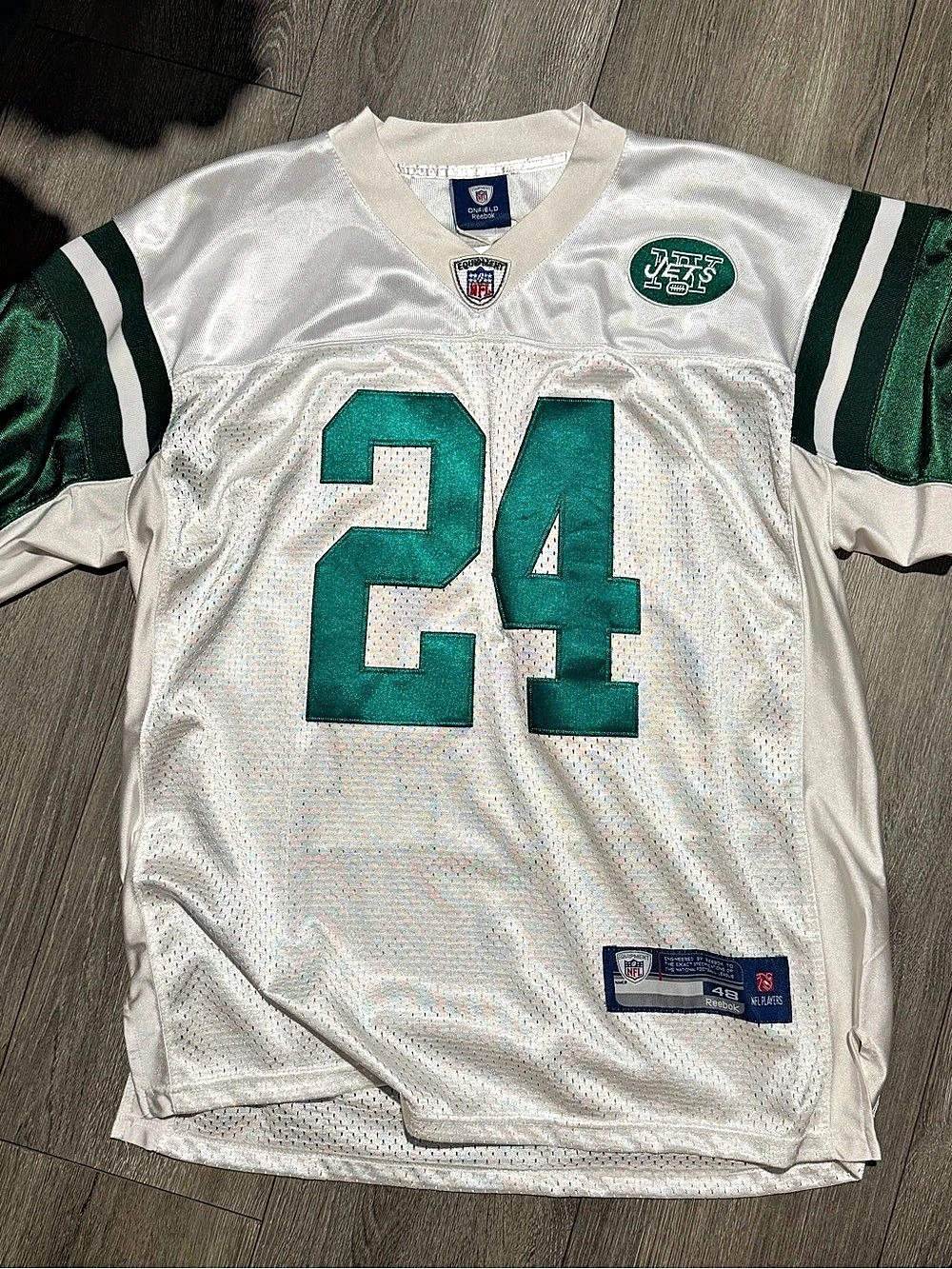 Reebok Darrelle Revis New York Jets On-Field Premier Jersey #24 White & Green XL